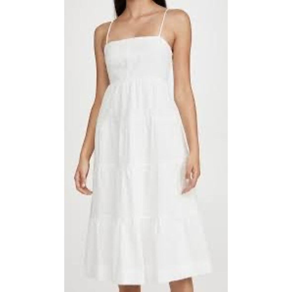 Revolve Line&Dot Charlotte Embroidered Midi Dress White Bridal Shower Romantic S